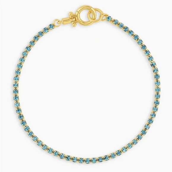 Gorjana 18k Gold Plated Brass Aqua Crystals Lexi Bracelet Womens Jewelry New - Picture 1 of 6